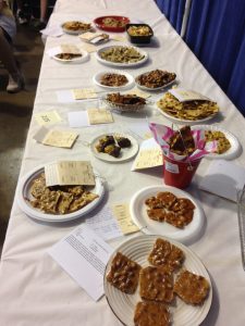 Seventeen peanut brittle entries waiting for the judges.
