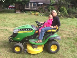 Carol & Eliza on Tractor